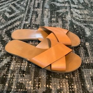 Alex Marie Leather Criss Cross Slide Sandals